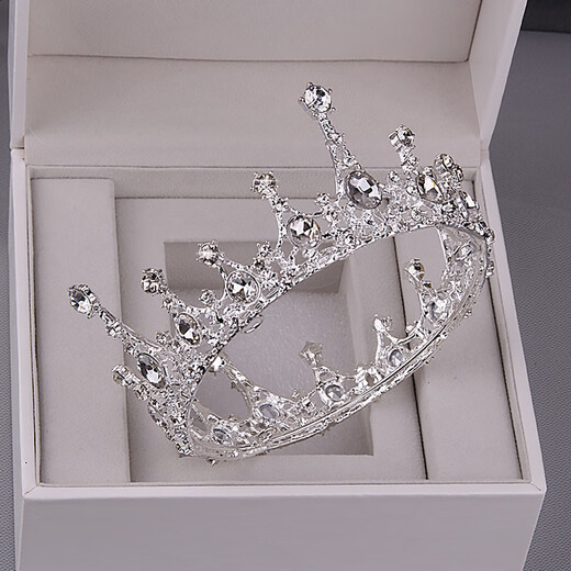 Bai Qixin crown tiara full circle birthday headband children's crystal crown performance coming of age ceremony proposal and certificate headdress color-full circle