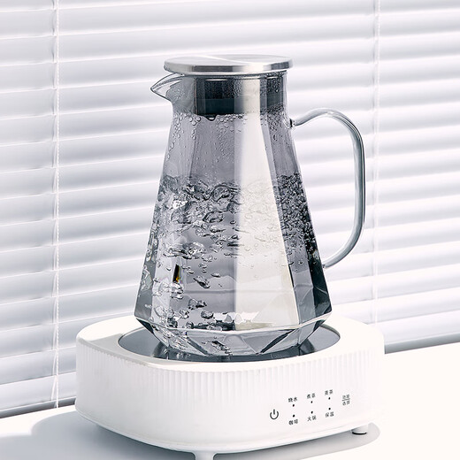 DELISOGA high-end light luxury water set for home living room with glass drinking cup family tea cup tea set for entertaining guests transparent - 1 pot 6 cups + 6 cup leaf rack