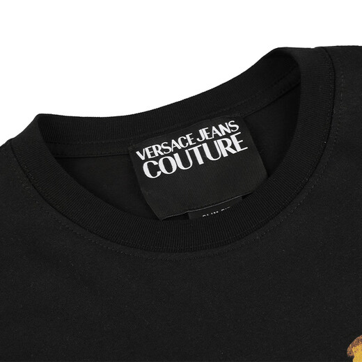 
VERSACE JEANS COUTURE Luxury Men's Clothing Versace Men's Clothing Men's Simple Round Neck T-shirt Short Sleeve 11979 Gift Black M