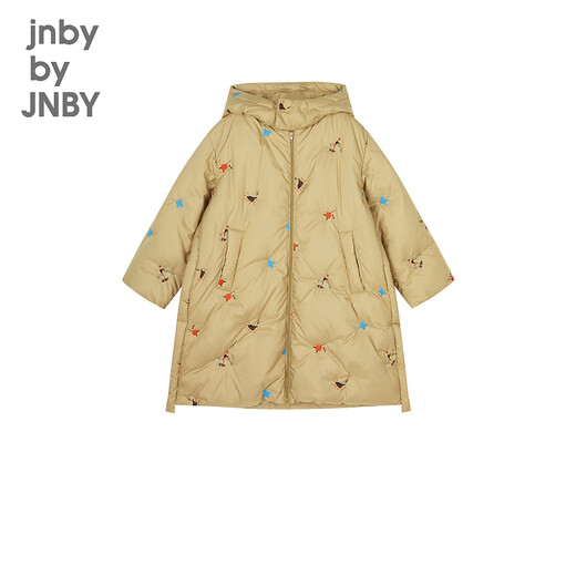 jnby by JNBY江南布衣童装冬装男女童长款羽绒服连帽刺绣图案儿童1N0C13601 287黄卡其 110 cm