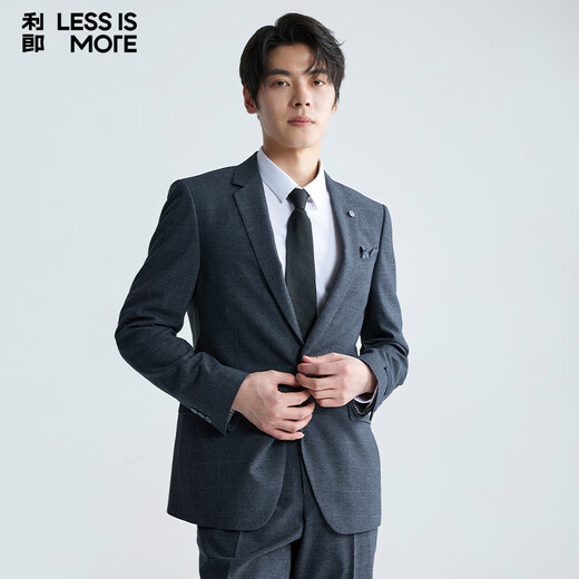 Lilang Double Elastic Suit Suit for Men Youth Business Breathable and Comfortable Suit Dark Blue 180