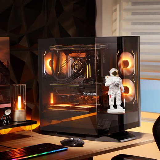 Gujia Starship FV270 Black Gaming Computer Desktop Host Case Supports 360 Water Cooling Rotating Table/ATX Motherboard/Quick Release on Four Sides/270 Ocean View Room