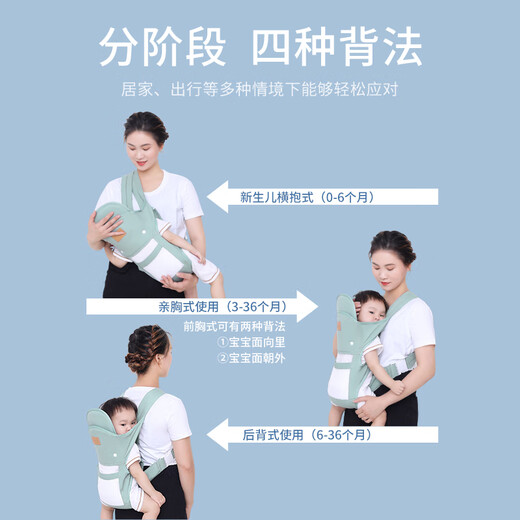 Aiyuanmei (aiyuanmei) nouveau-née Baby bébé bébé été quatre saisons Légères et effort pour bébé Solding Horizontal Front Hug Style Simple Baby Hug Artefact Network Model * Mint Green