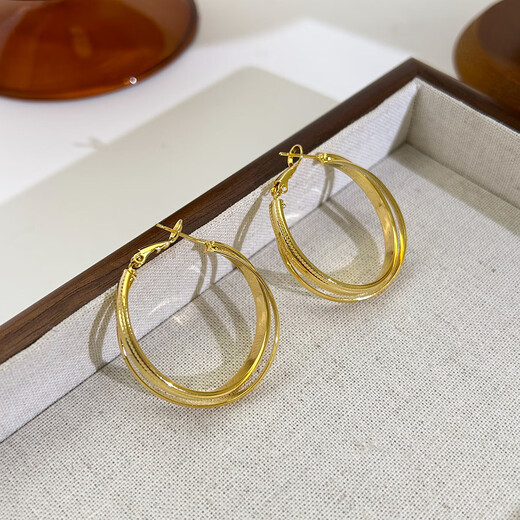Yichan French style gold large hoop earrings women's niche design earrings earrings 2025 new hot style unique earrings gold large hoop earrings