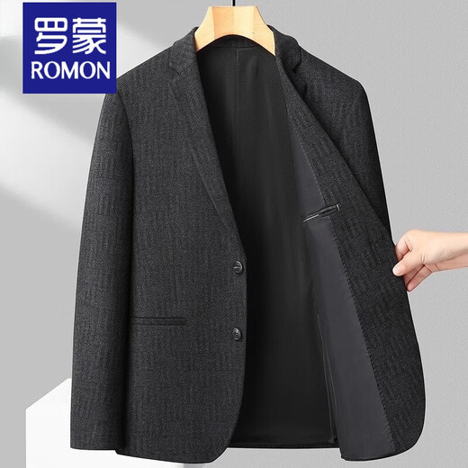 ROMON (ROMON) suit men's single western jacket autumn and winter new high-end business formal wear middle-aged and young casual men's woolen suit slim 9918 khaki solid color XL 180 (135-150Jin [Jin equals 0.5 kg])
