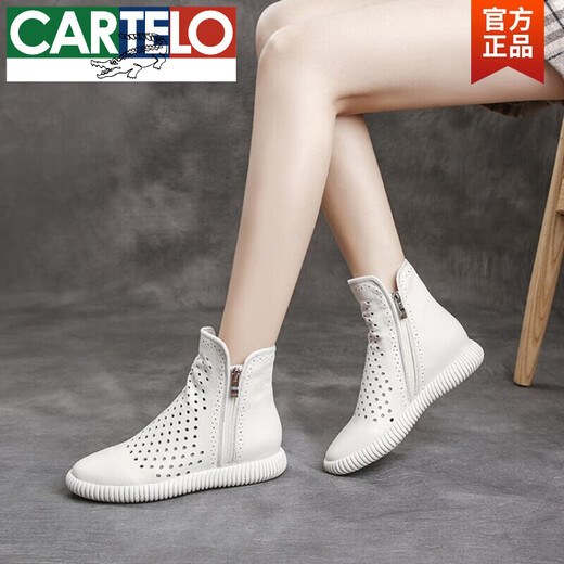 Cartelo Martin Boots Femme 2025 Nouveau été britannique British Style Versatile Cuir Flat Sandale Boots Boots Women's Boots Single Boots Boots Black 37
