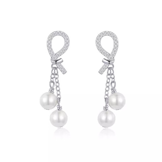 Qi Xiaomi pure 925 silver pearl earrings for women high-end earrings 2025 new artificial pearl earrings earrings for women silver full diamond earrings 925 silver