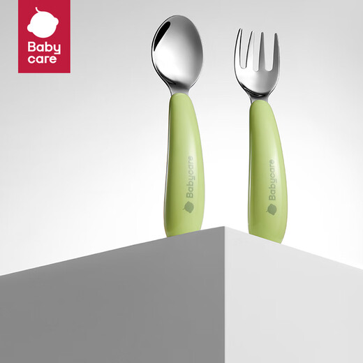 babycare baby spoon children's tableware fork spoon baby eating spoon stainless steel scraper spoon puree spoon Yuanli Qing