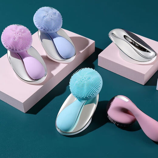 Nettoyant électrique pour le visage, nettoyeur de pores, brosse de nettoyage de massage en silicone pour éliminer les points noirs et les peaux mortes, instrument de nettoyage du visage, artefact de nettoyage, instrument de nettoyage du visage de type A (poudre de riz légère)