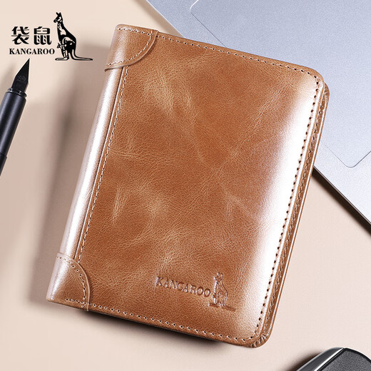 Kangaroo leather wallet men's card bag driver's license clip vertical wallet multi-function 2025 new short leather wallet black two-fold