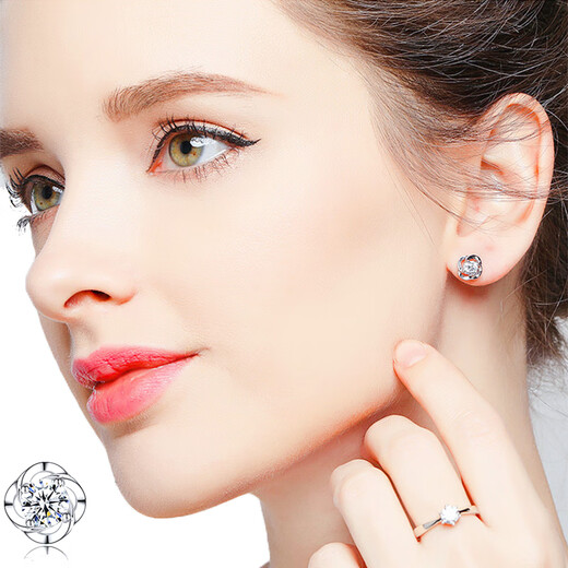 CEENIU Fat Donglai's same style pt950 platinum ear stud earrings exquisite moissanite diamond niche fashion 18Kl platinum earrings Pt950 platinum snowflake ear studs