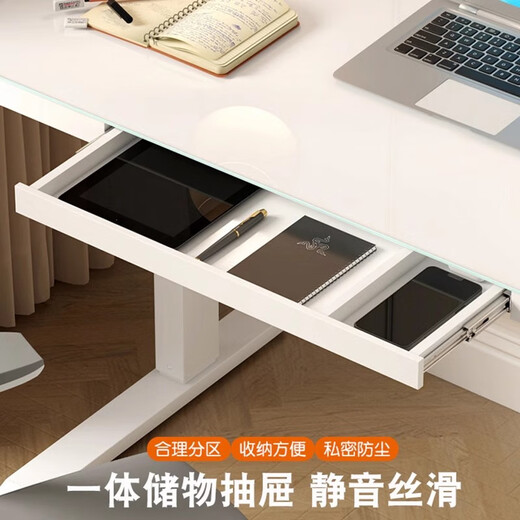 Mesa de elevación eléctrica de koble escritorio de vidrio templado para el hogar de la oficina del escritorio de aprendizaje inteligente escritura del escritorio del motor dual + vidrio templado ultra blanco 1050*600*730-1180 mmh