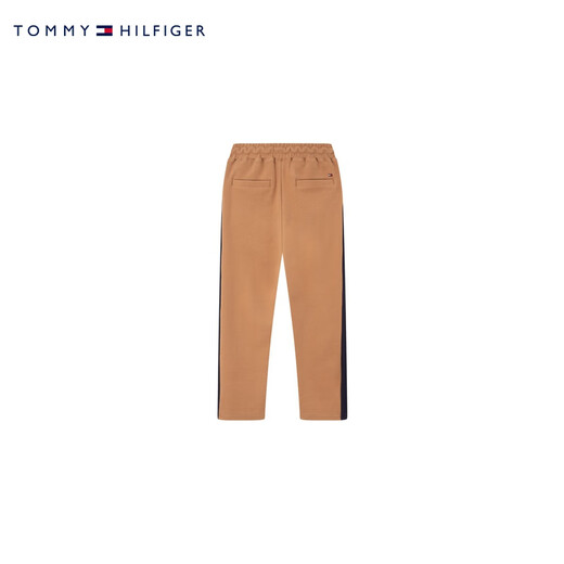 Детская одежда Tommy Hilfiger, мужчина и женская контрастная цветовая сплайсинг эластичная талия, в кампусе модные спортивные повседневные брюки и брюки 12047 Хаки черный цвет сплайсинг 681 л/160 см.