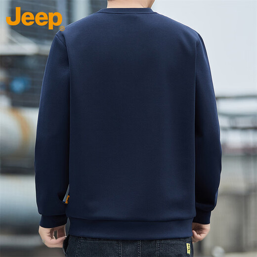 Jeep (JEEP) sweatshirt men's autumn and winter loose long-sleeved T-shirt men's trendy casual sportswear men's clothing Navy XL