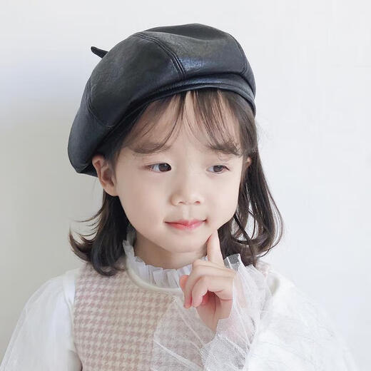 UKCF children's beret four seasons Korean style children's hat girls beret baby ins fashion octagonal painter hat burgundy 49-52CM (reference 3-7 years old)