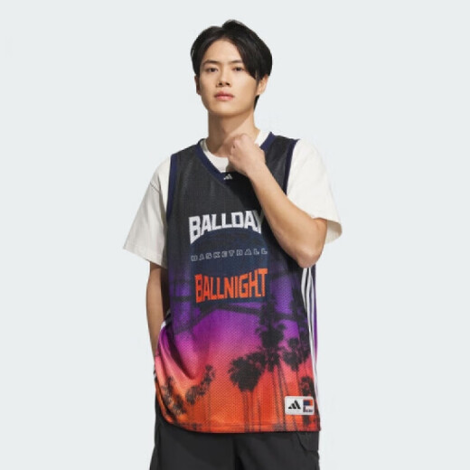 阿迪达斯 （adidas）男装 图案印花双面穿男士篮球运动背心T恤 IT4733 JI9761 M