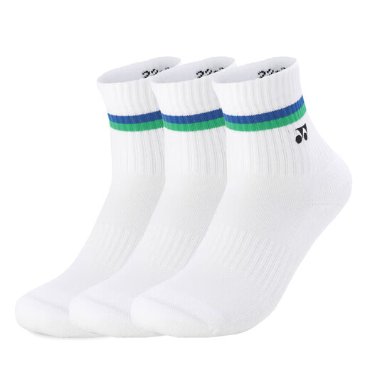 YONEX尤尼克斯羽毛球袜吸汗透气运动袜女款245134BCR白三双装