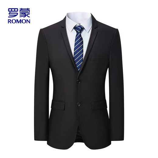 ROMON Suit Men's Casual Business Professional Formal Wedding Groomsmen and Grooms Suit Jacket E306 Black XL