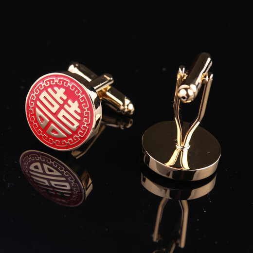 ZOCI Happy Word Krawattenklammer Manschettenknöpfe Herren Hochzeit Festliche Manschette Hemdnägel Bräutigam Anzug Schnalle Herren Krawattenklammer Box Set Happy Word Manschettenknöpfe + Happy Word Krawattenklammer Gold