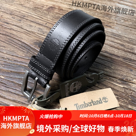 Timberland Retro Pin Buckle Genuine Leather Belt for Men, Versatile Young Men's Belt, Black, W38 Ready in Stock