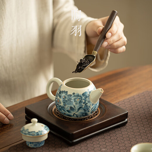 Tao Yu Ceramics Ru Kiln Ten Thousand Flowers Tea Ceremony Six Gentlemen Kung Fu Tea Supplies Accessories Tea Making Tools Tea Knife Tea Clamp Tea Brush Spoon Imitation Song Ru Kiln Jin Ten Thousand Flowers Tea Ceremony Six Gentlemen