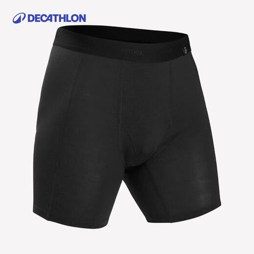 迪卡侬（DECATHLON）美利奴羊毛内裤男士平角短裤保暖透气除臭跑步运动内裤ODS 黑色 L