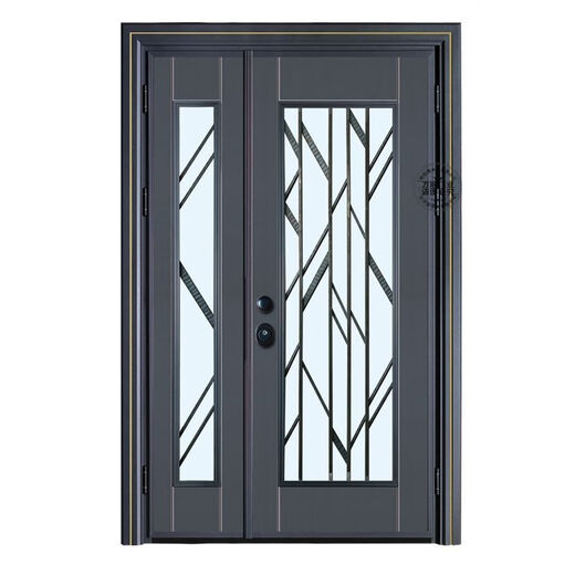 勤凯新款门锌合金入户门钢化玻璃子母门农村别墅门欧式防盗进户门 钢化锻打01