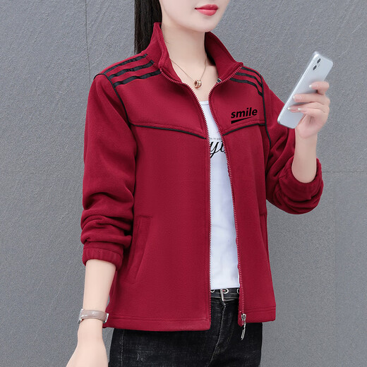 NY-EMMA抓绒衣外套女秋冬新款时尚百搭休闲开衫卫衣加绒保暖运动上衣 681粉色(加绒款) 3XL(建议140-155斤)