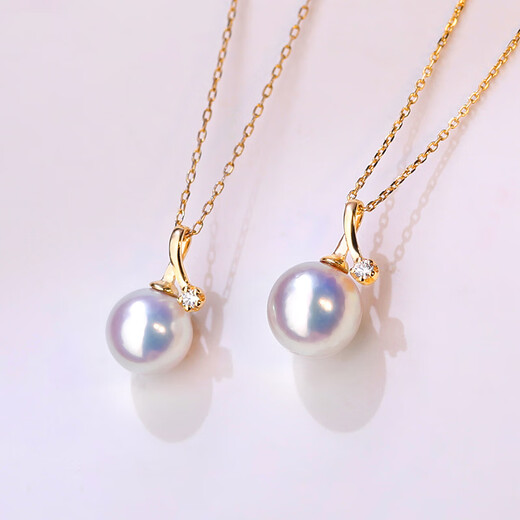 DR GRAFFCARNY natural Japanese akoya freshwater pearl pendant 18K flower bead goddess necklace clavicle chain gift 18K diamond goddess grade 7.5-8mm