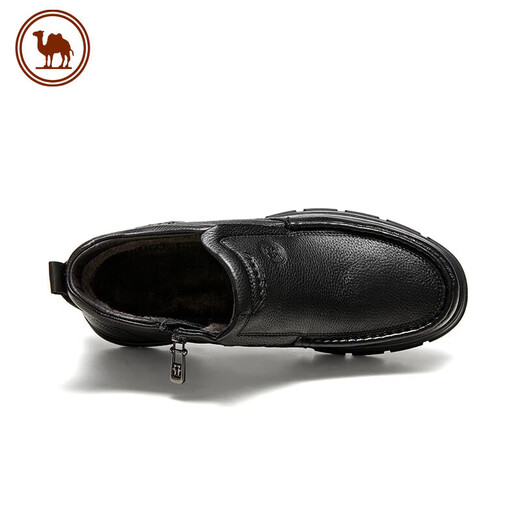 Camel Business Casual Leather Shoes Dad Shoes Genuine Leather Mid-top Men's Loafers P14W211616 Black 40