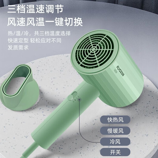 博锐飞科电吹风机家用大功率速干负离子护发冷热风学生宿舍恒温风筒 绿色便携装FH6296 1800W