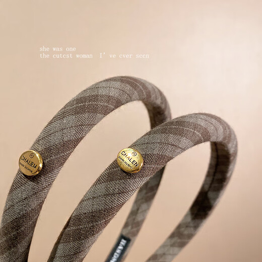 Youfang Korean style small gold label coffee plaid hair hoop for women 2025 new autumn and winter sweet temperament headband for going out versatile hairpin small gold label coffee plaid hair hoop 1 pack