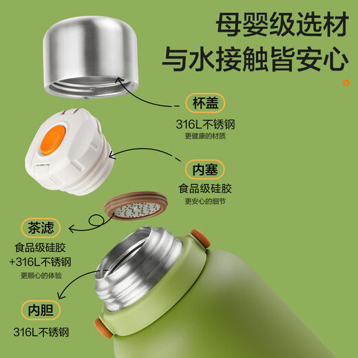 SUPOR large-capacity thermos cup for men and women 316L stainless steel portable kettle outdoor thermos cup car pot belly cup