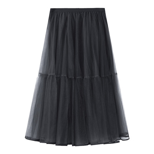 Das Meeresleben OU Hai Yisheng Rock für Frauen 24 Herbstlicht und zartes dunstiges Gefühl fließender Netzrock B13117 Alfalfa Gray M.
