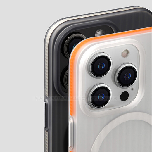 The Apes Guard's Advanced Sense Applicable Apple 16promax Mobile Case MagSafe Light Grating Texture iPhone 16e Pro Case Magnetic Skin-Ass Scrub 16pro Full-Inclusive Anti-fall Shell 16ProMax [White Orange Edge]丨Skin-Ass Magnetic Sucking