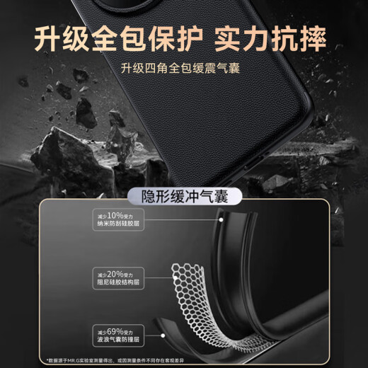 Mr.G ist für Huawei Mate60Pro Mobiltelefon Case Mate60 Magnetic Protective Case Klappenabdeckung Vollleder Ultra-dünn Anti-Fall-Fall Mate60pro/Pro+ Universal [Black Black] Magnetic Lap | Kopfschicht Kuhpferd
