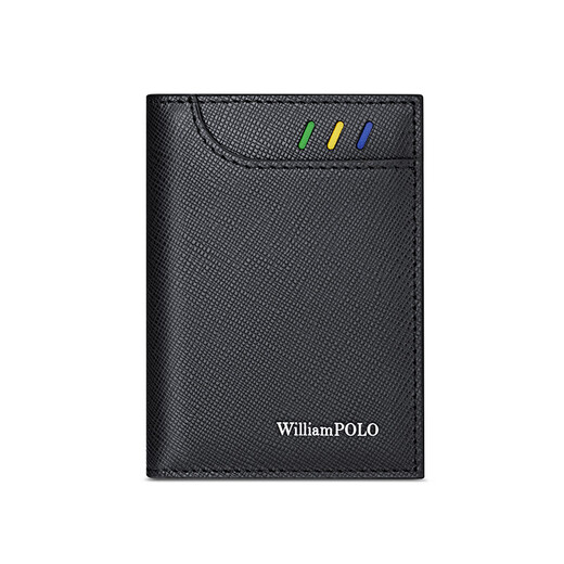 Williampolo Kaiser Paul Exquisit Small Card Bag für Männer mit echtem Leder -Führerschein für Führerschein Kartenschublade Vatertagsgeschenk für Papa Black Cross Muster