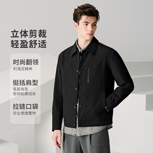 Dances with Wolves Selected Fabrics Autumn and Winter Textured Lapel Work Jacket Commuting Men's Jacket 001 Black 175