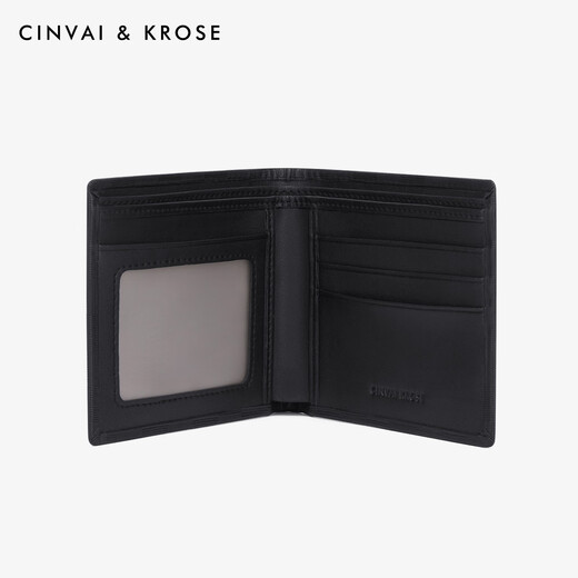 CinvaiKrose wallet men's short style new first-layer genuine leather multi-card slot cowhide wallet birthday gift for boyfriend black