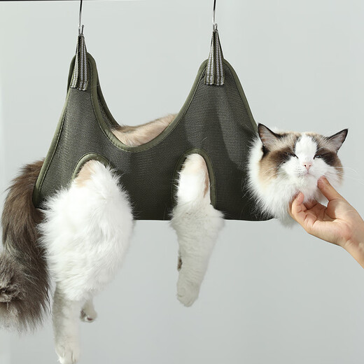 KimPets washing cat bag, cat bathing artifact, pet nail clipper fixed bag, pet hammock, anti-scratch and bite Baoding bag hanging type, navy blue, multi-purpose bag for bathing + nail clipping XS (suitable for 5-10 Jin Jin equals 0.5 kg)