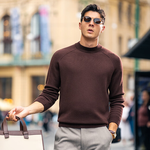 Mr. Bu Thick Sweater Dry Cleaning 2025 Spring and Autumn Half Turtle Neck Long Sleeve Wool Sweater BT15511 Business Edition Deep Ocean Blue 2XL /185