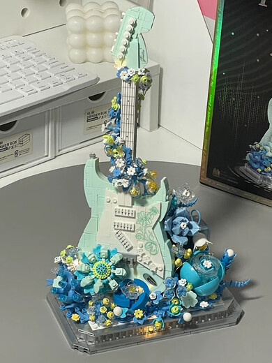 LEGO White Swan Piano Instrument Bloor Block Assembly Violin Guitar Bouquet Girl Ornaments Girl Toys Flowers Piano-841 con Atmosphere Light