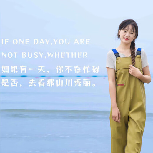 映季下水裤女连体半身带鞋雨裤防水防污防滑捕鱼插秧雨衣涉水游玩雨披 女款绿迷彩半身 36标准鞋码（推荐参考详情图）
