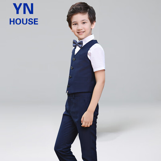 
Yinuofang children's dress suit Navy blue boy vest suit Navy blue suit 140CM