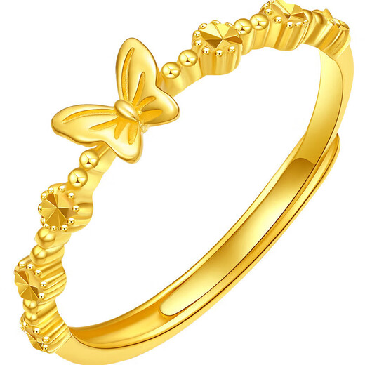 Liuguifu Jewelry K gold ring Lihai Winter Butterfly Yellow 18k gold women's ring color gold open ring EK0100038 about 1.45g