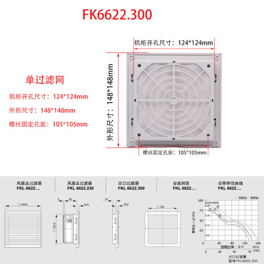 宙语6625/6622/6623/机柜风扇过滤器电柜散热风扇通风防尘风机百定制 FKL6623.230风机滤网套装