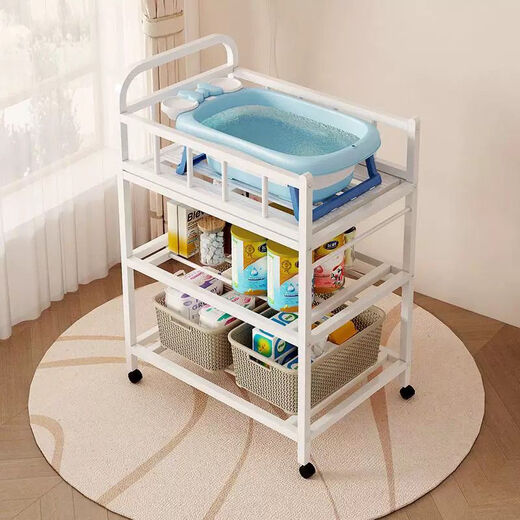 Floß -Kern -Baby -Operationstisch Windel Pflege schmiedeeisernen Rahmen bewegliche Babywechslerwindeln und ein neues Bad. Nude-Windel-Tisch der zweiten Schicht Milchkaffee liefert Matratze und Bettblock