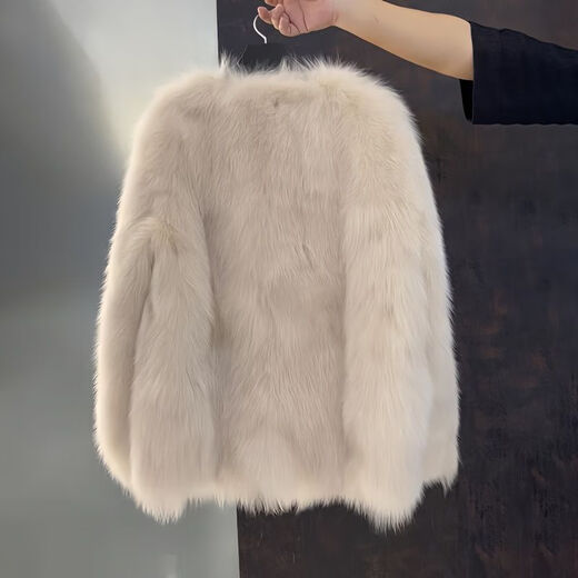Tafu brand women's fur coat for women 2025 winter new style fox fur thickened young style small fragrance fur coat milk tea color S 85-110Jin Jin is equal to 0.5 kg