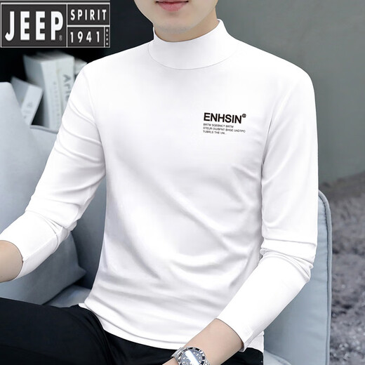 JEEP SPIRIT2024 new autumn men's pure cotton half turtleneck bottoming shirt long-sleeved T-shirt slim fit versatile skin-friendly underwear T-shirt M235 carbon gray + M235 light gray M recommendation 90-115Jin Jin equals 0.5 kg