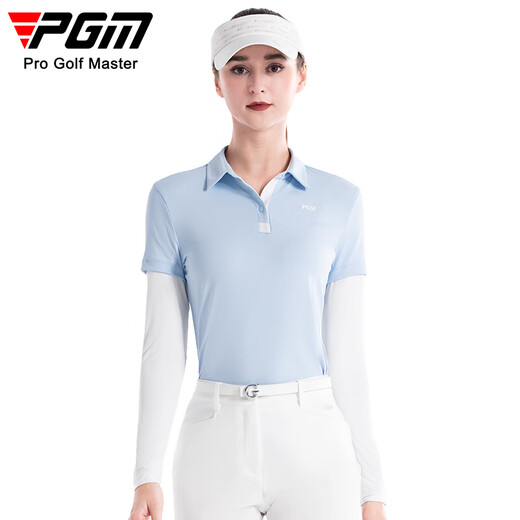 PGM高尔夫服装女装夏季冰丝长袖T恤上衣POLO衫女 速干透气 YF686-冰晶蓝【上衣】【冰丝】 S